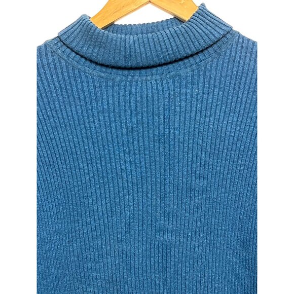 St. Johns Bay Women Classic Blue Ribbed Turtleneck Sweater X-Large Cotton Blend - Picture 2 of 16